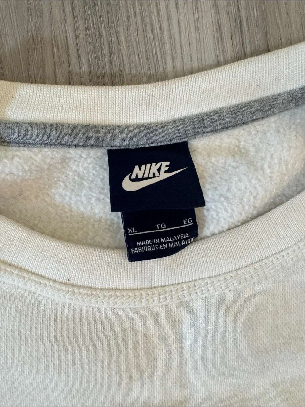 Nike White Crew Sweatshirt with Black Swoosh